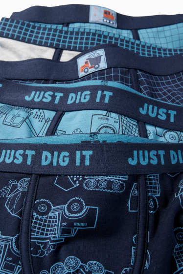 Kinderen: jongens - Set van 5 - bouwvoertuigen - boxershort - blauw