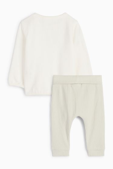 Unisex - Groente - babyoutfit - 2-delig - crème wit