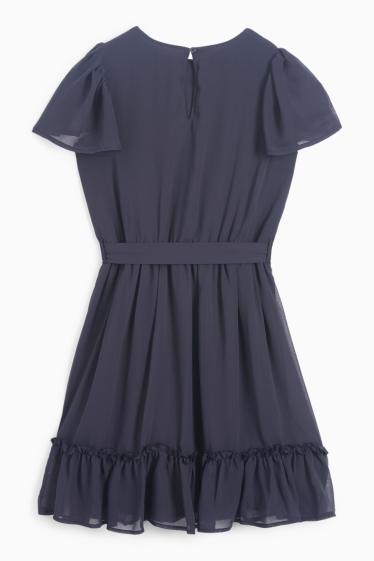 Enfants filles - Robe de gaze - bleu foncé