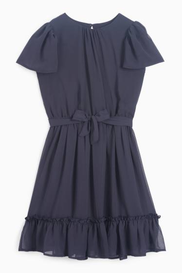 Enfants filles - Robe de gaze - bleu foncé