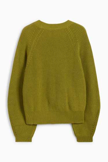 Damen - Pullover - gerippt - grün