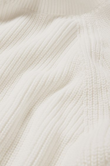 Damen - Pullover - gerippt - weiss