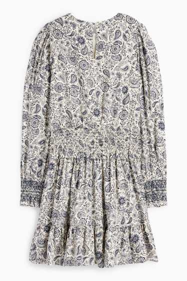 Kinderen: meisjes - Jurk - gebloemd - blauw / wit