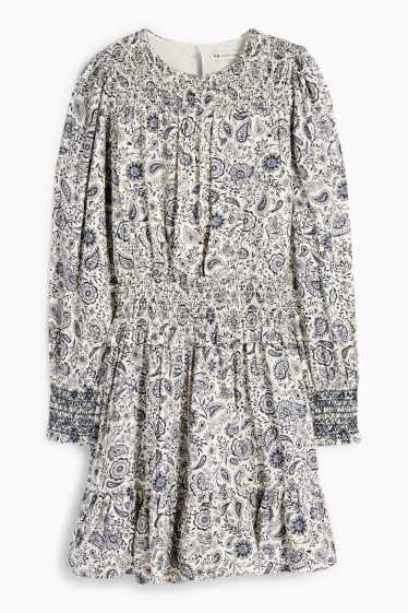 Kinderen: meisjes - Jurk - gebloemd - blauw / wit