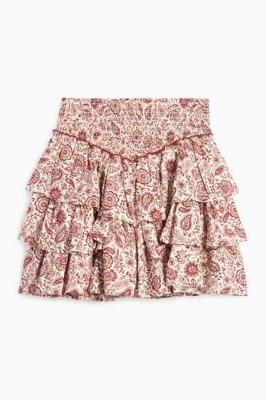 Kinderen: meisjes - Rok - met patroon - rood / beige