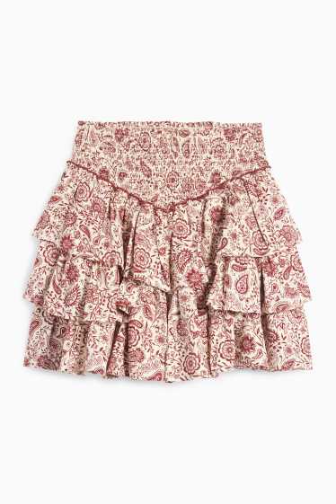 Kinderen: meisjes - Rok - met patroon - rood / beige