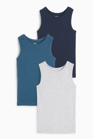 Kinder Jungen - Multipack 3er - Singlet - hellgrau-melange