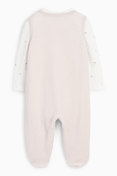Baby: meisjes - Bloemetje, reekalfje en egeltje - boxpakjeset - 2-delig. - wit / roze