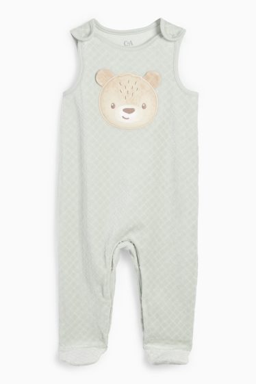 Unisex - Motiv medvídka - souprava dětského overalu - 2dílná - mátově zelená
