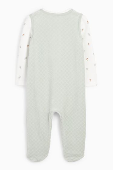 Unisex - Motiv medvídka - souprava dětského overalu - 2dílná - mátově zelená