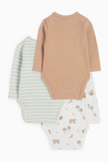 Unisex - Paquet de 3 - animals del bosc - bodi encreuat - verd clar