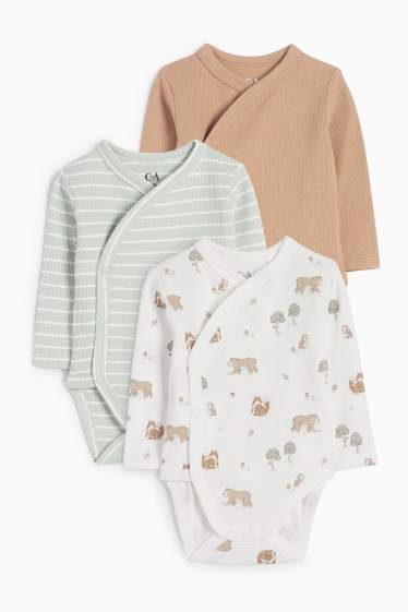 Unisex - Paquet de 3 - animals del bosc - bodi encreuat - verd clar