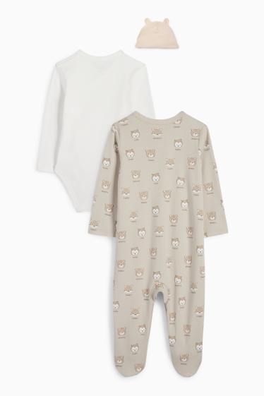 Unisex - Motivo animali del bosco - set neonati - 3 pezzi - beige chiaro
