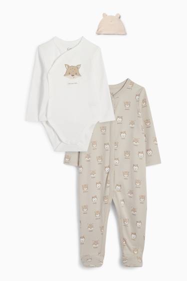Unisex - Motivo animali del bosco - set neonati - 3 pezzi - beige chiaro