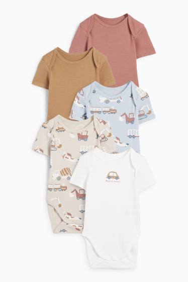 Baby Jungen - Multipack 5er - Fahrzeuge - Baby-Body - hellblau