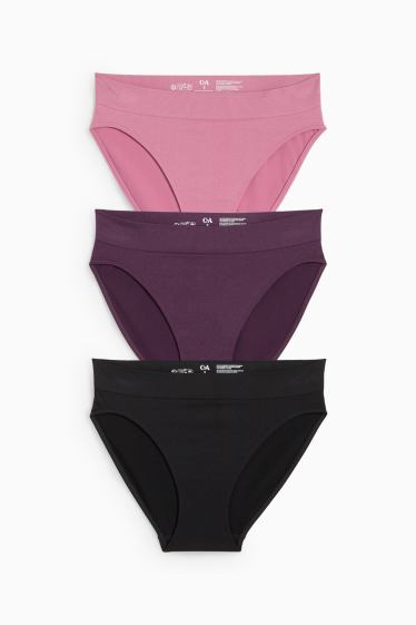Damen - Multipack 3er - Slip - seamless - violett