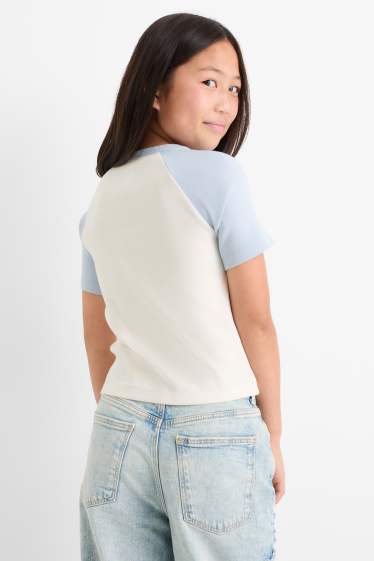 Kinderen: meisjes - Lilo & Stitch - T-shirt - geribd - wit