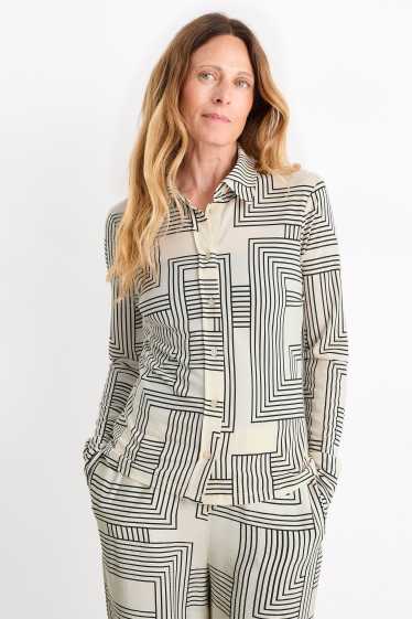 Damen - Bluse - gemustert - cremeweiss