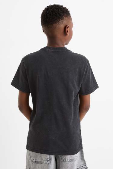 Kinderen: jongens - Skelet op skateboard - T-shirt - zwart