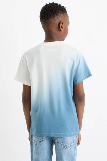 Kinderen: jongens - Skelet - T-shirt - met patroon - lichtblauw