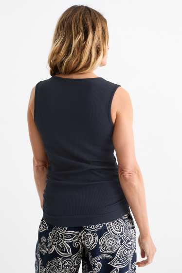 Damen - Basic-Top - gerippt - dunkelblau