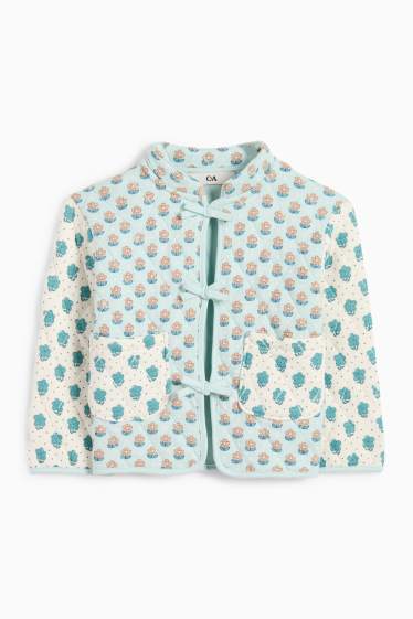 Kinder Mädchen - Steppjacke - geblümt - mintgrün