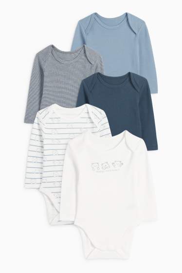 Baby: jongens - Set van 5 - beertje - rompertje - blauw