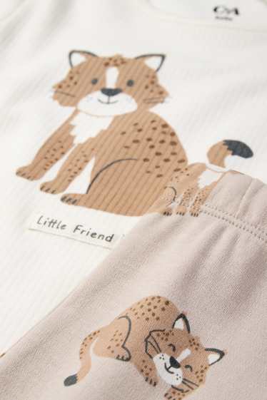 Baby: jongens - Lynx - babypyjama - 2-delig - crème wit