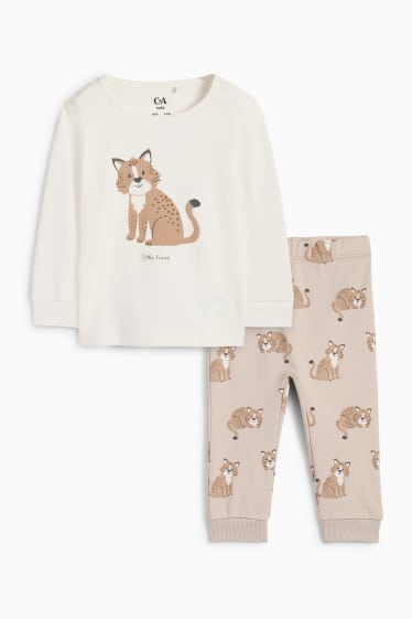 Baby: jongens - Lynx - babypyjama - 2-delig - crème wit