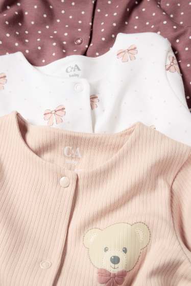 Baby: meisjes - Set van 3 - beertje en strik - babypyjama - roze
