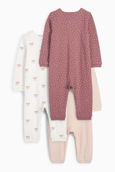 Baby: meisjes - Set van 3 - beertje en strik - babypyjama - roze