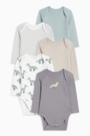 Unisex - Multipack 5er - Fuchs - Baby-Body - beige
