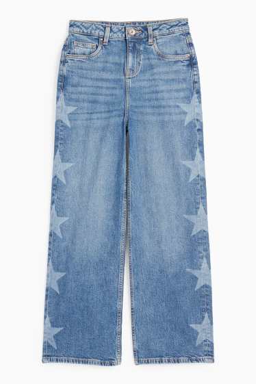 Enfants filles - Étoiles - wide leg jean - jean bleu