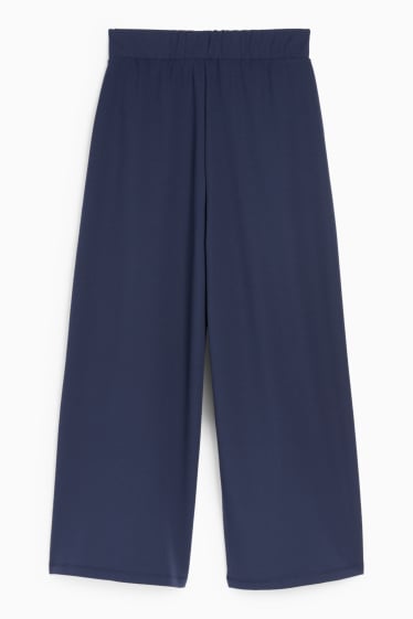 Damen - Basic-Jersey-Hose - Mid Waist - Palazzo - dunkelblau