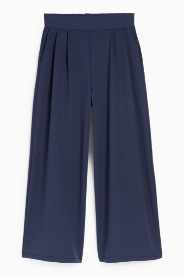 Damen - Basic-Jersey-Hose - Mid Waist - Palazzo - dunkelblau