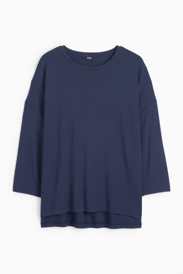Damen - Basic-Langarmshirt - dunkelblau