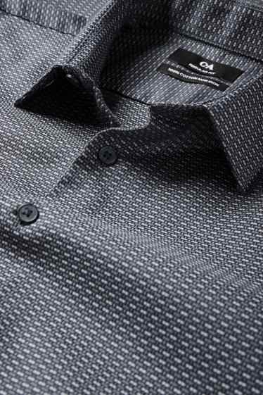 Hommes - Chemise de bureau - regular fit - col kent - sans repassage - à motif - bleu foncé