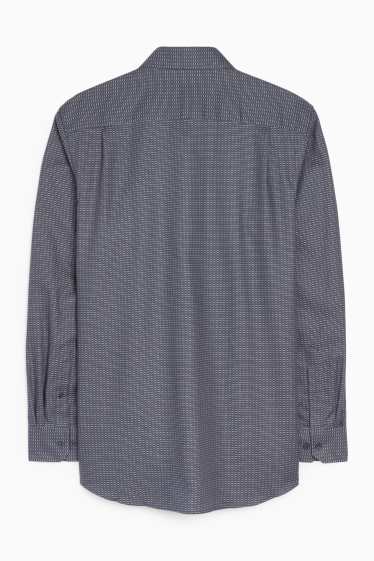 Hommes - Chemise de bureau - regular fit - col kent - sans repassage - à motif - bleu foncé