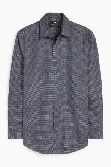 Hommes - Chemise de bureau - regular fit - col kent - sans repassage - à motif - bleu foncé