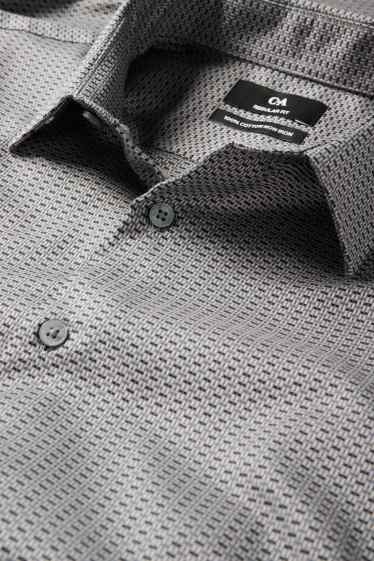 Hommes - Chemise de bureau - regular fit - col kent - sans repassage - à motif - gris foncé