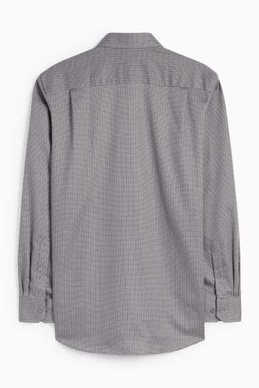 Hommes - Chemise de bureau - regular fit - col kent - sans repassage - à motif - gris foncé