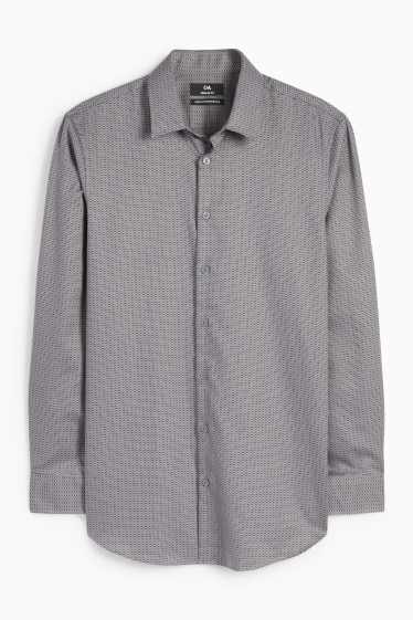 Hommes - Chemise de bureau - regular fit - col kent - sans repassage - à motif - gris foncé