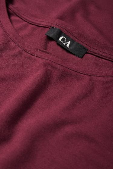 Damen - Basic-Langarmshirt - dunkelrot