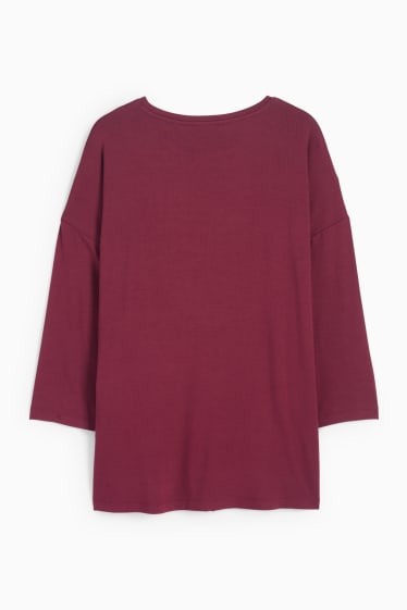 Damen - Basic-Langarmshirt - dunkelrot