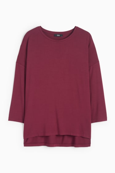 Damen - Basic-Langarmshirt - dunkelrot