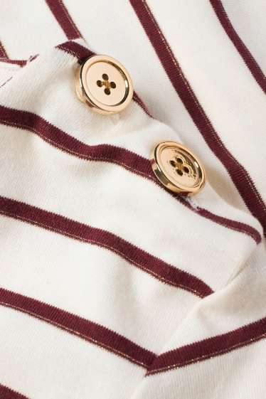 Kinder Mädchen - Langarmshirt - gestreift - rot / cremeweiß
