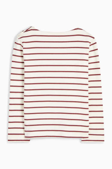 Kinder Mädchen - Langarmshirt - gestreift - rot / cremeweiß