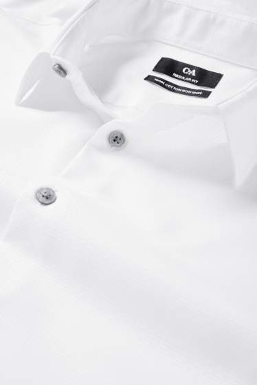 Men - Business shirt - regular fit - kent collar - easy-iron - patterned - white