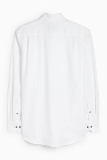 Men - Business shirt - regular fit - kent collar - easy-iron - patterned - white