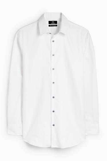 Men - Business shirt - regular fit - kent collar - easy-iron - patterned - white